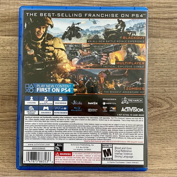 Model: Call of Duty: Black Ops 4
Genre: FPS
 Ps4 - Picture 3 of 5